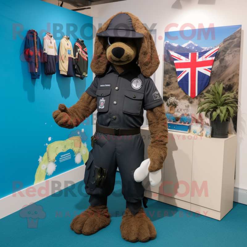 Navy Special Air Service mascot costume character dressed with a Bermuda Shorts and Gloves