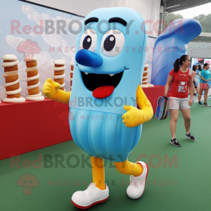 Sky Blue Hot Dog maskot...