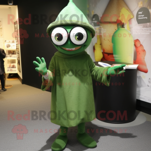 Olive Magician mascot costume character dressed with a Sweater and Eyeglasses