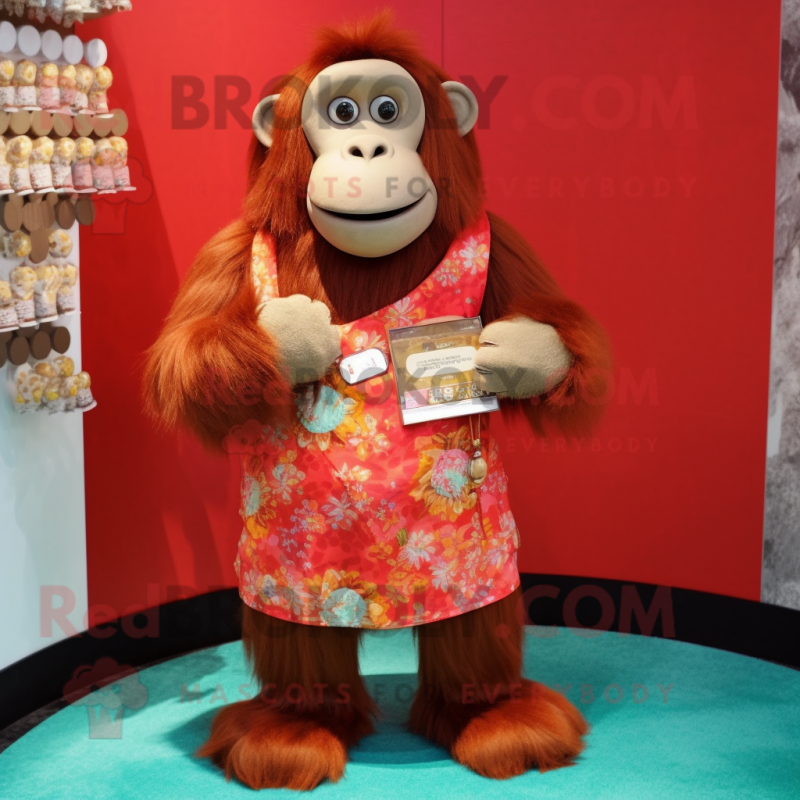 nan Orangutan mascot costume character dressed with a Mini Dress and Coin purses