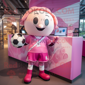 Roze voetbalgoal mascotte...