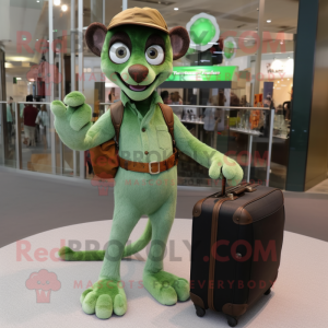 Grön Lemur maskot kostym...