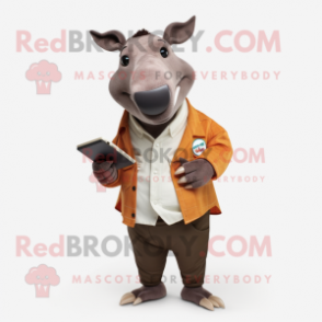 Rust Tapir mascot costume character dressed with a Chinos and Wallets