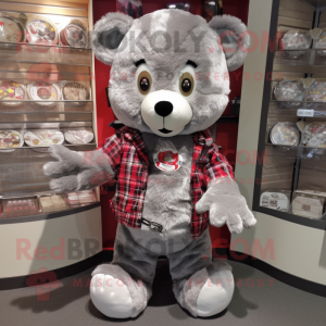 Zilveren teddybeer mascotte...