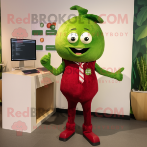 Olive Raspberry mascot costume character dressed with a Trousers and Watches
