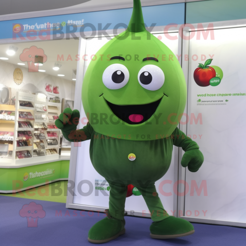 Olive Raspberry mascot costume character dressed with a Trousers and Watches