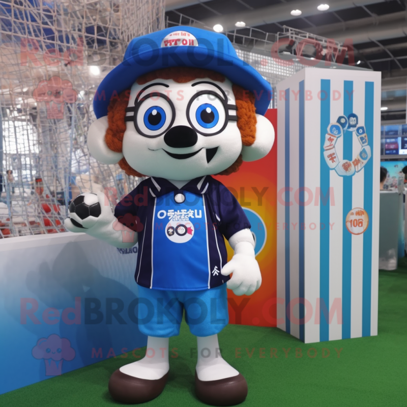 nan Soccer Goal mascot costume character dressed with a Vest and Berets