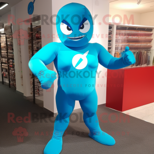 Cyan Superhelte maskot...