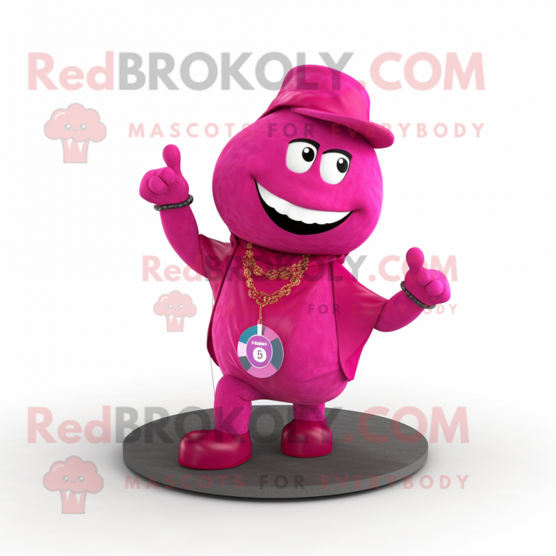 Magenta Horseshoe mascot costume character dressed with a Capri Pants and  Bow ties - Mascot Costumes -  Sizes L (175-180CM)