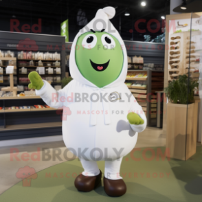 White Pear mascot costume character dressed with a Sweater and Headbands