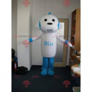 Blauwe en witte aap mascotte. Chimpansee mascotte -