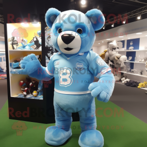 Sky Blue Teddy Bear maskot...