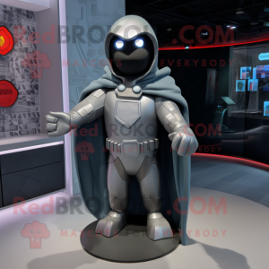 Gray Superhero mascot costume character dressed with a Hoodie and Necklaces