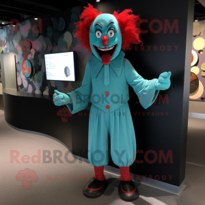 Cyan Evil Clown maskot...