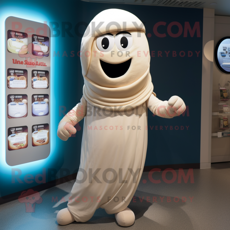 Cream Gyro mascot costume character dressed with a Cover-up and Headbands
