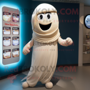 Cream Gyro mascot costume character dressed with a Cover-up and Headbands