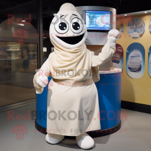 Cream Gyro mascot costume character dressed with a Cover-up and Headbands