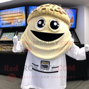Cream Gyro mascot costume character dressed with a Cover-up and Headbands