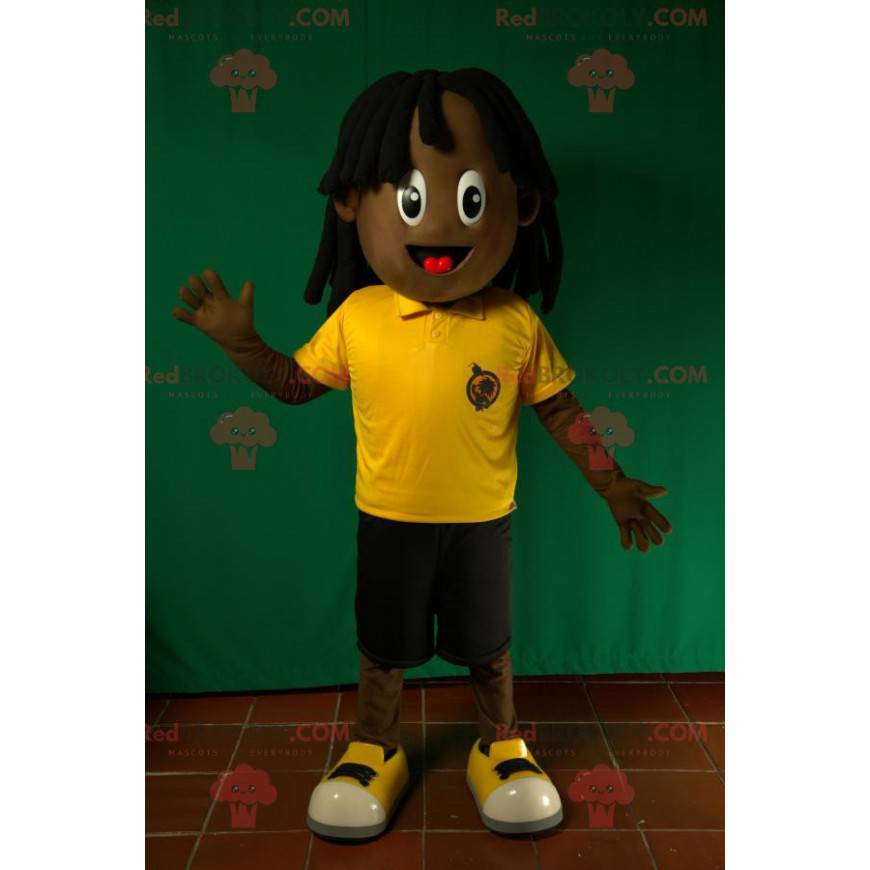Afro-Amerikaanse jongensmascotte. Rasta-mascotte -