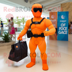 Orange Gi Joe mascot costume character dressed with a Bikini and Tote bags