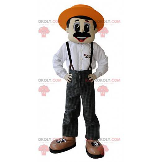 Mustached farmer mascot with a hat - Redbrokoly.com
