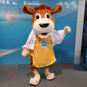 nan Guernsey Cow mascot costume character dressed with a Running Shorts and Shawl pins