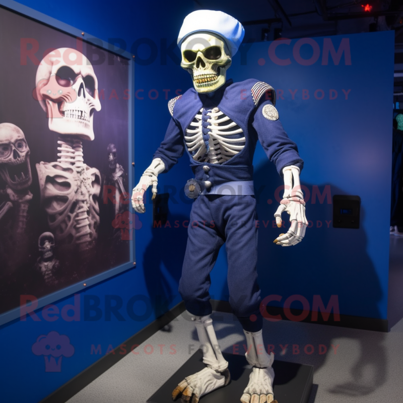 Navy Undead mascot costume character dressed with a Long Sleeve Tee and Foot pads