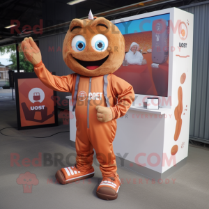 Rust Candy Box mascot costume character dressed with a Joggers and Digital watches