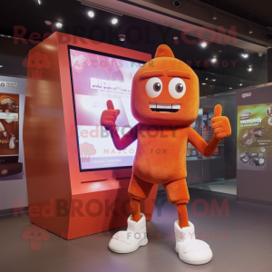 Rust Candy Box mascot costume character dressed with a Joggers and Digital watches