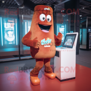 Rust Candy Box mascot costume character dressed with a Joggers and Digital watches