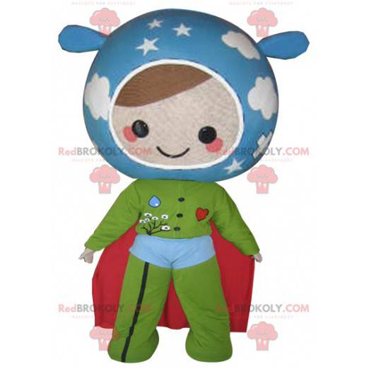 Dollmascotte in de kleuren van de aarde. Super held -