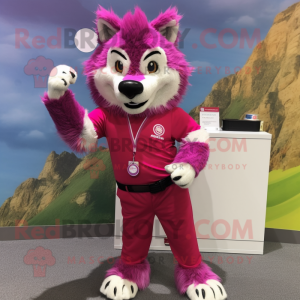 Magenta Say Wolf maskot...