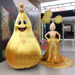 Gold Pear maskot kostym...