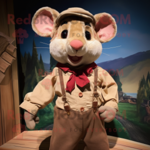 nan Dormouse mascot costume character dressed with a Corduroy Pants and Ties