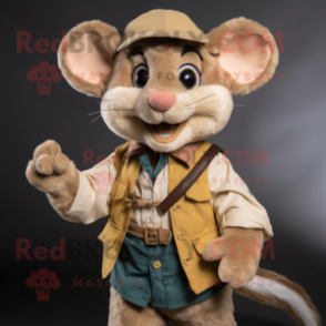 nan Dormouse mascot costume character dressed with a Corduroy Pants and Ties