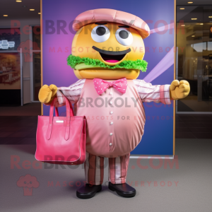 Rosa hamburger maskotdräkt...
