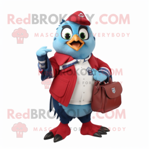 Red Blue Jay maskot kostume...