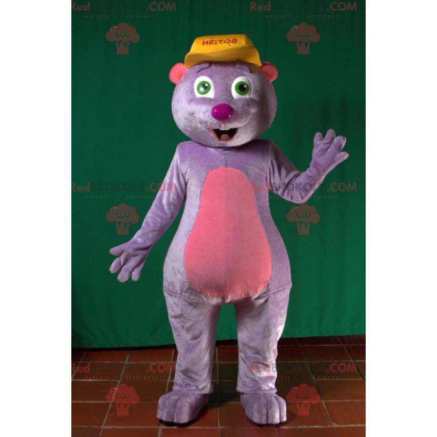 Mascota linda y divertida mole púrpura y rosa - Redbrokoly.com
