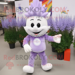 Lavender Bouquet Of Flowers mascot costume character dressed with a Joggers and Clutch bags