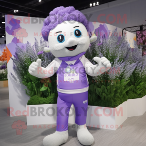 Lavender Bouquet Of Flowers mascot costume character dressed with a Joggers and Clutch bags