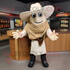 Cream Fajitas mascot costume character dressed with a Leather Jacket and Hats