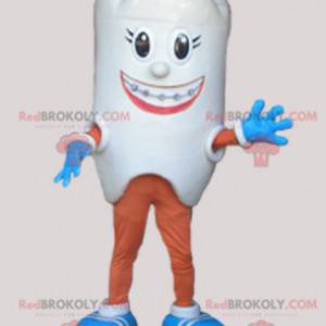 Gigantische witte tand mascotte. Tandarts mascotte -