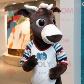 nan Okapi mascot costume character dressed with a V-Neck Tee and Beanies