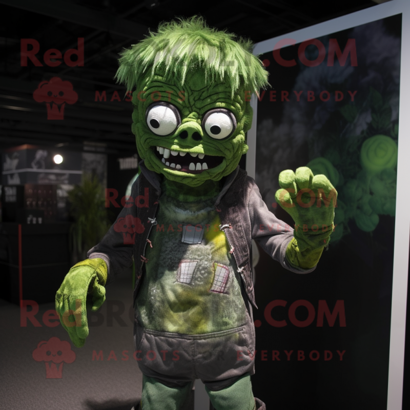 Forest Green Zombie mascot costume character dressed with a Romper and Headbands