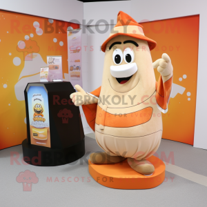 Beige Orange maskot kostym...