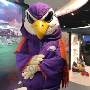 Purple Falcon maskot kostym...