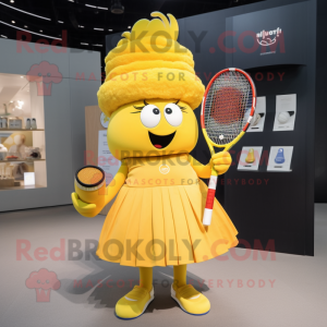 Geel tennisracket mascotte...