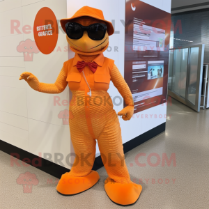 Orange Python maskot kostym...