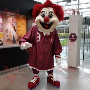 Maroon Evil Clown maskot...