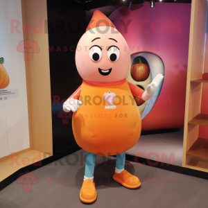 Peach Squash mascot costume character dressed with a Jeggings and Brooches